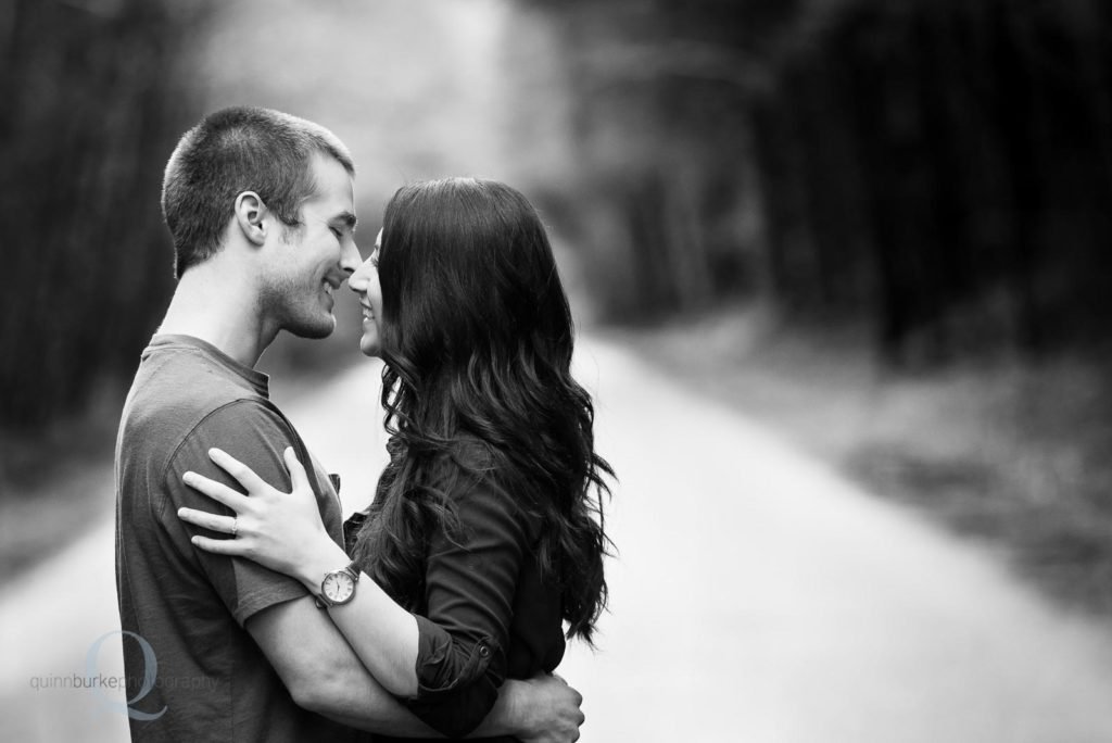 black white engagement photo