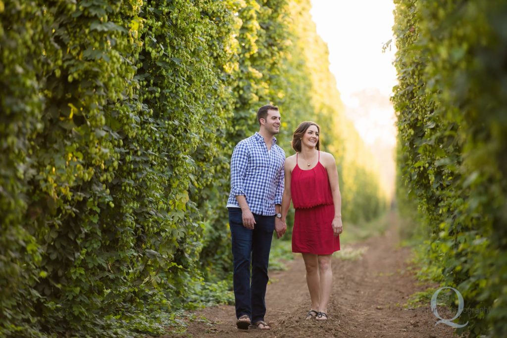 engagement walking in hop farm