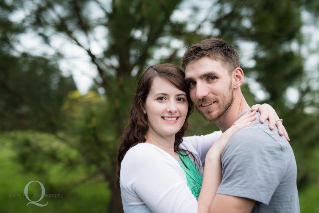 engagement photo with trees