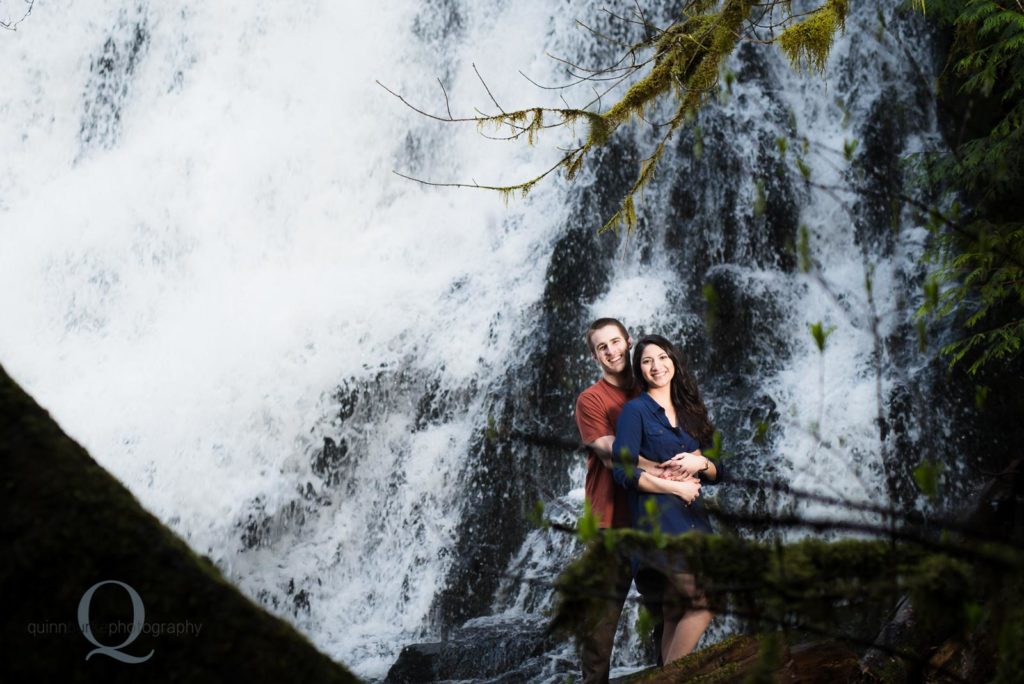 waterfall engagement photo