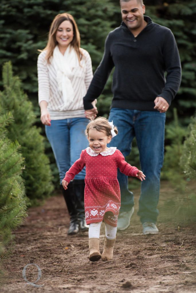 family getting a christmas tree