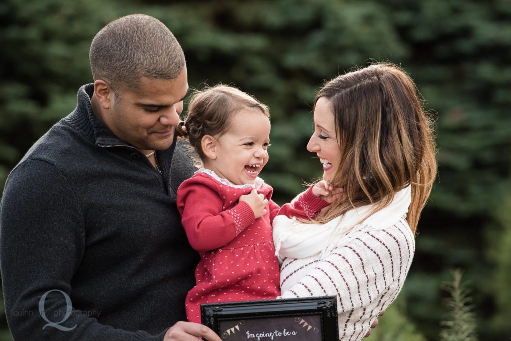 family photo at christmas tree farm