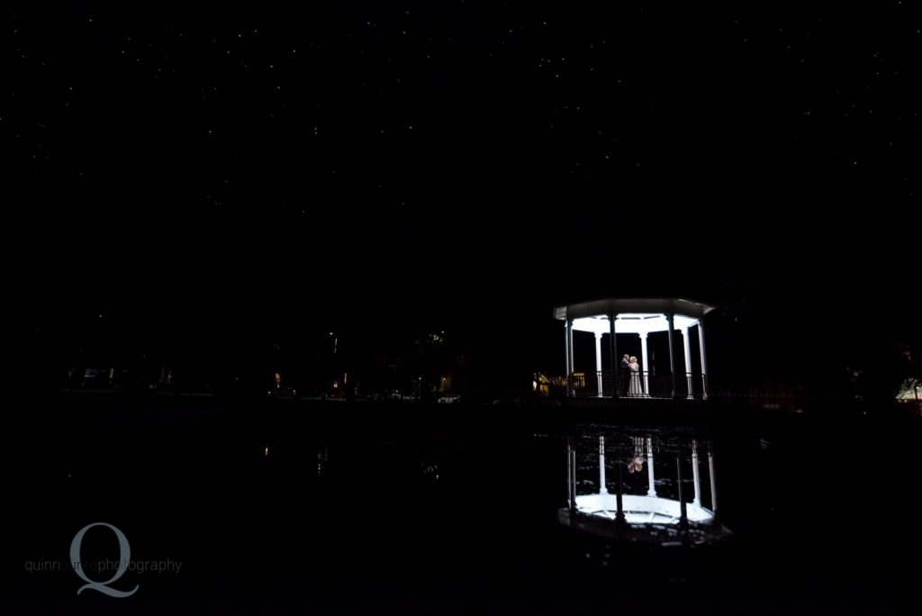 bride groom night gazebo