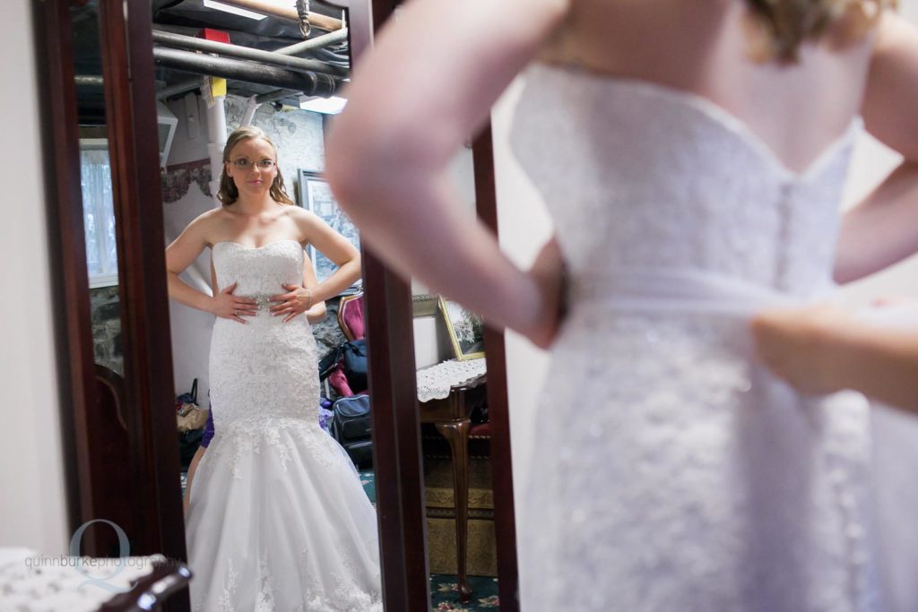 bride wedding dress mirror