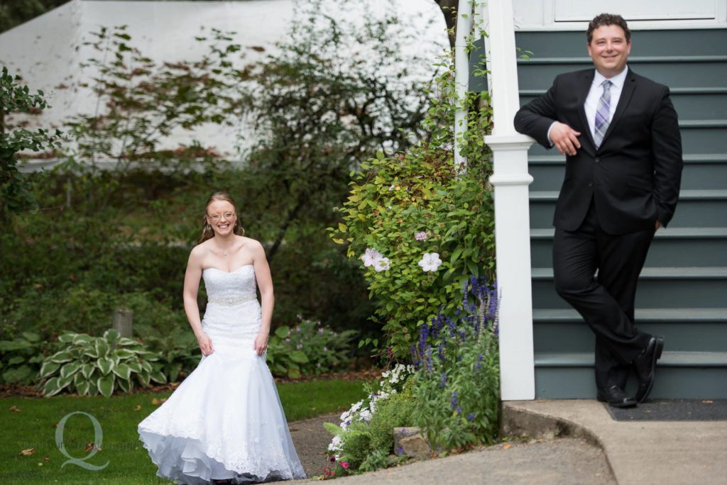 bride walking to groom first look