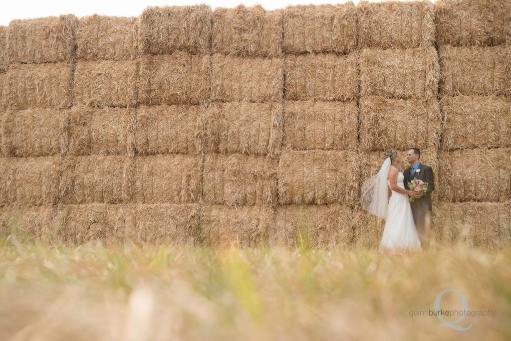 bride groom hay bales