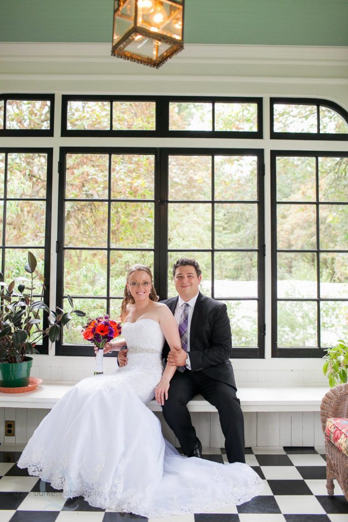 bride groom in sunroom