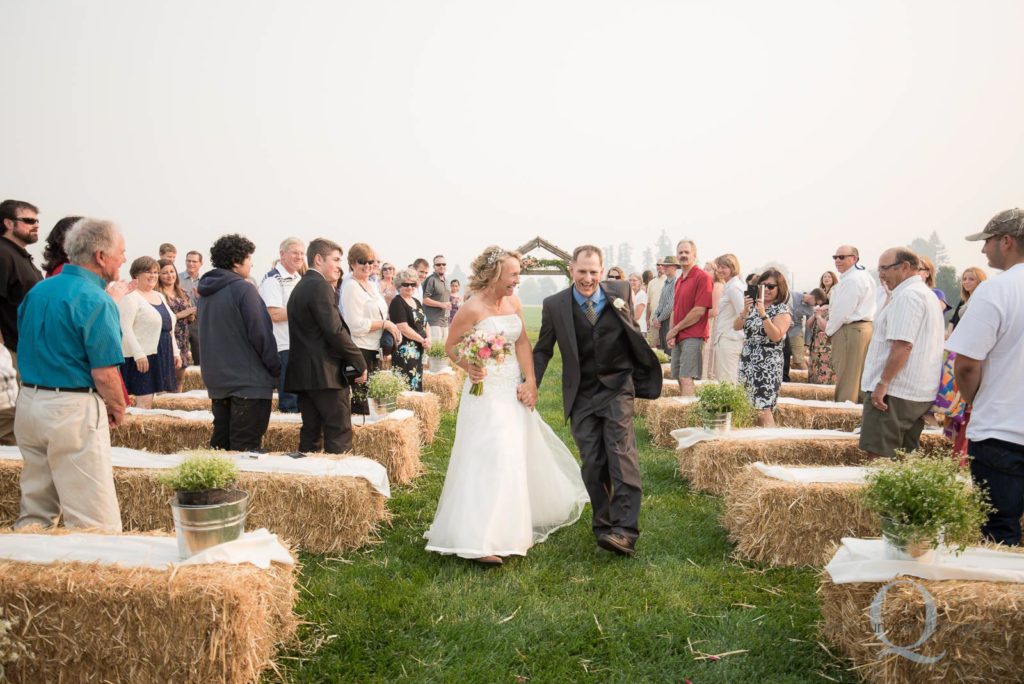 bride groom dance down aisle