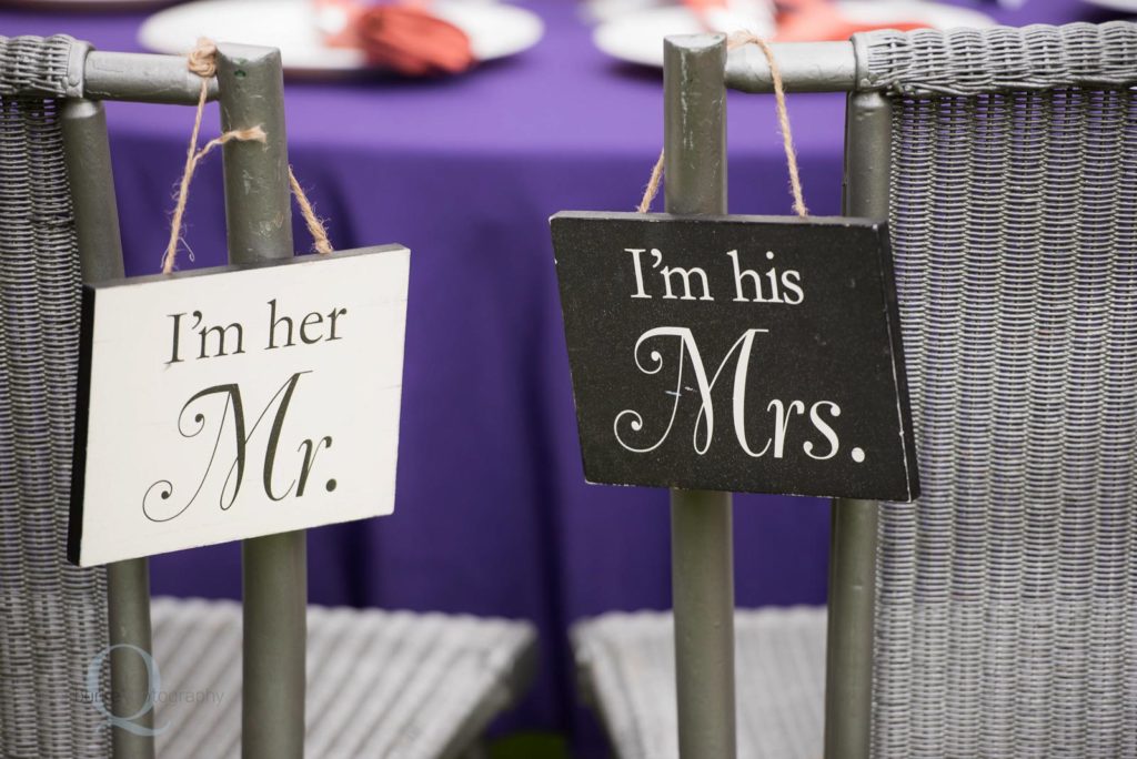 Mr and Mrs chair decoration wedding reception