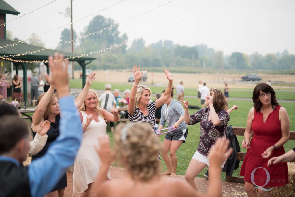 guest dancing at wedding reception