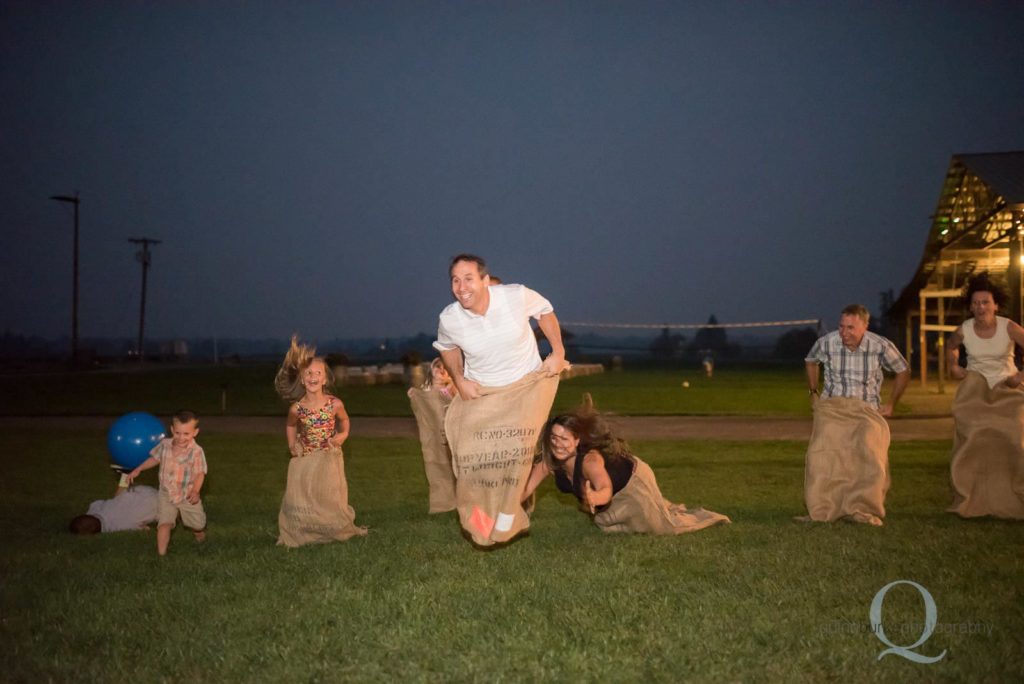 sack hop at wedding reception