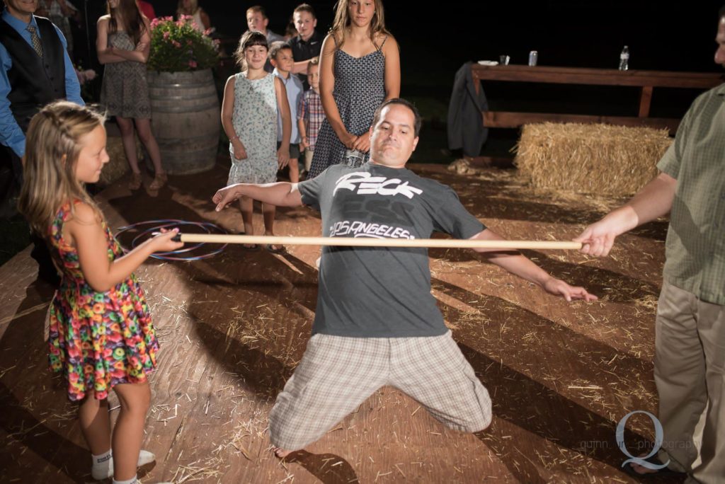 wedding guest doing limbo