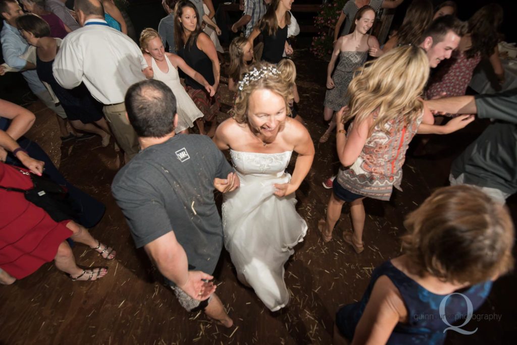 bride and groom dancing