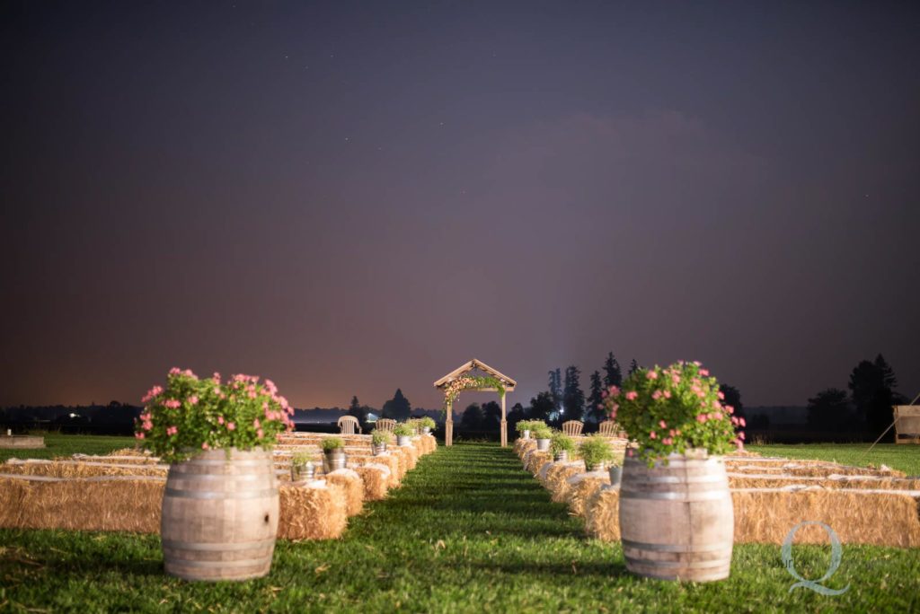 night shot of wedding ceremony