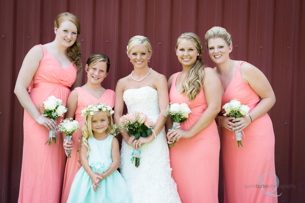 bride bridesmaids flower girl