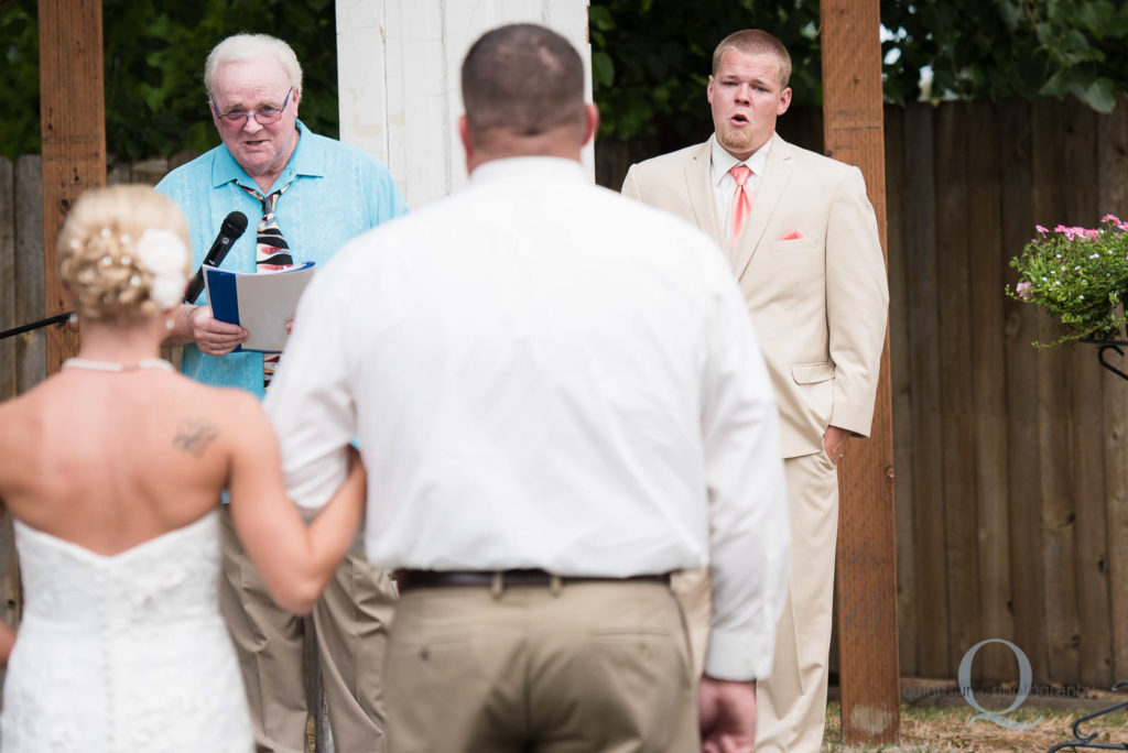 groom sees bride at ceremony