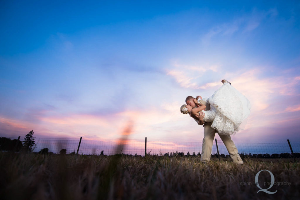 Bride Groom Kiss Sunset
