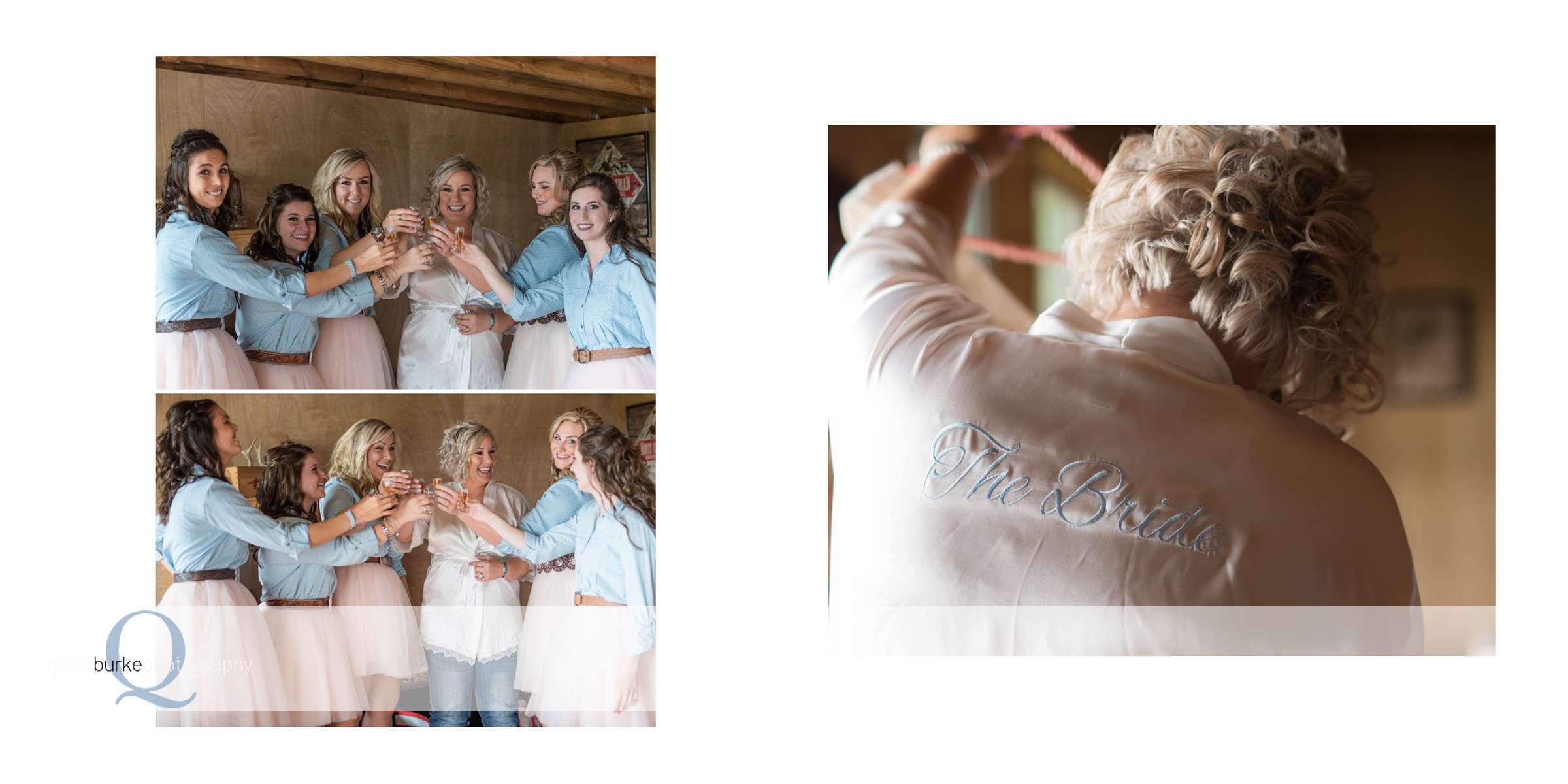 country bride getting ready with bridesmaids