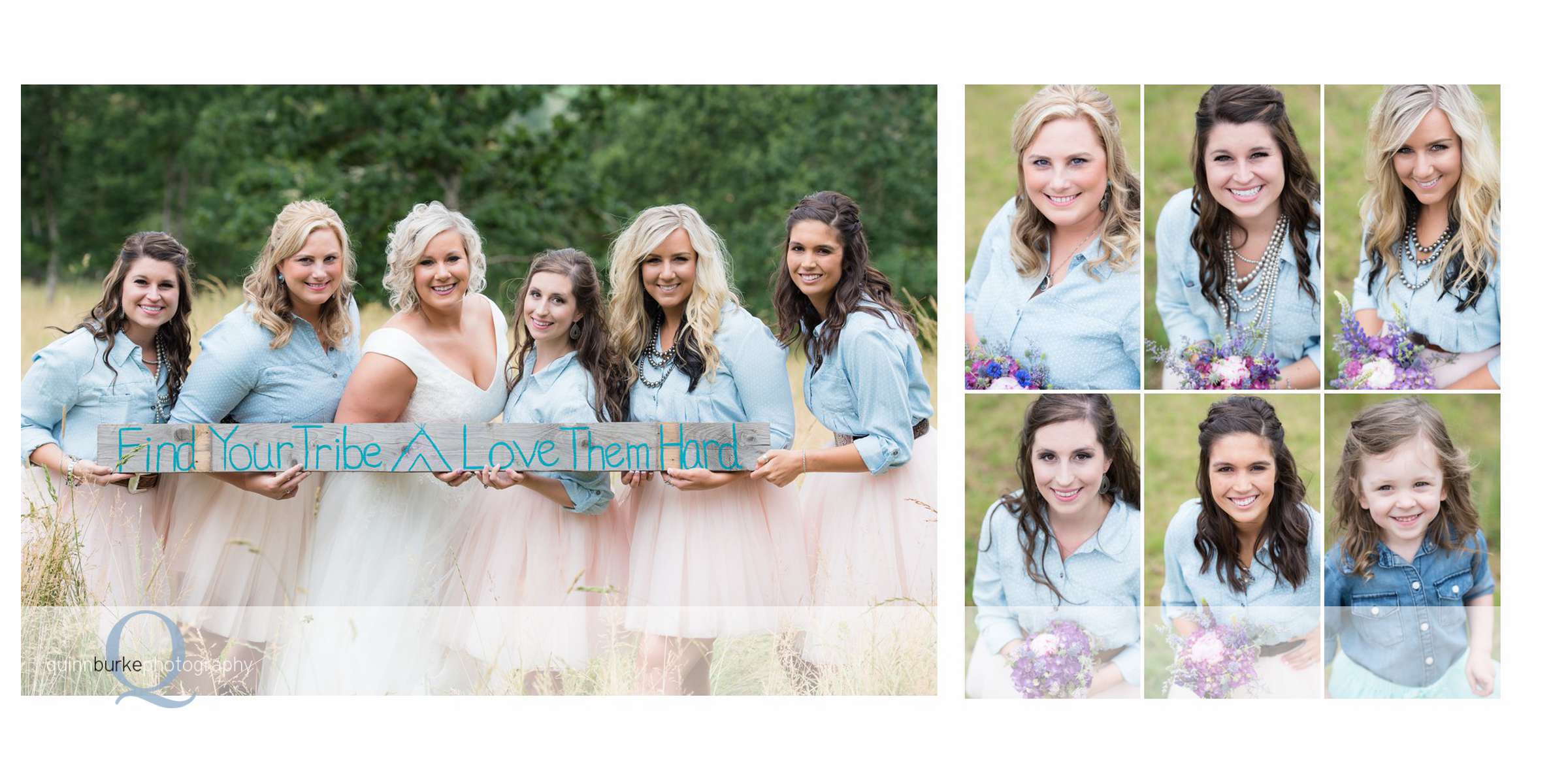 outdoor group bridesmaids portraits
