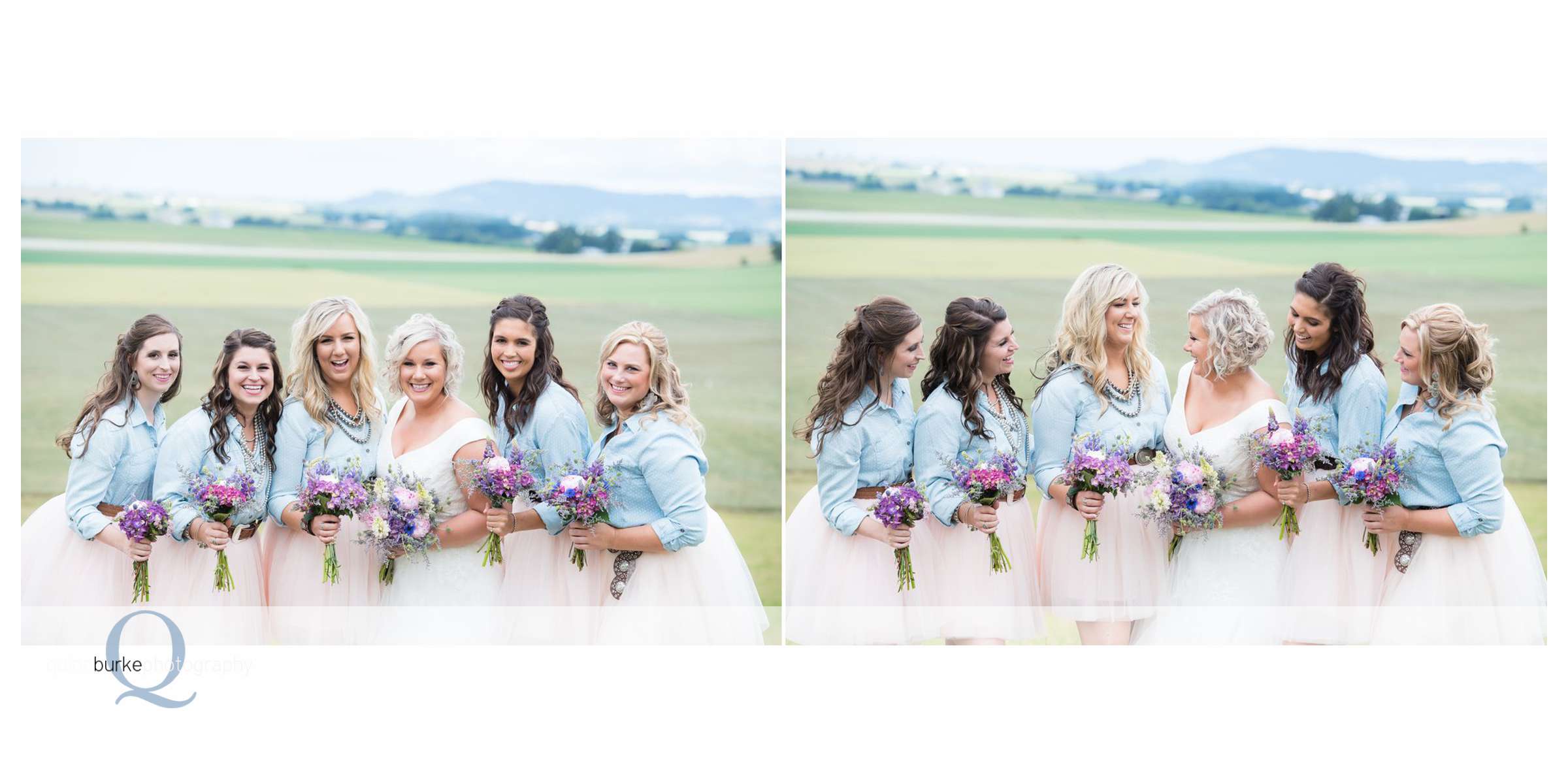 country wedding bridesmaids outside