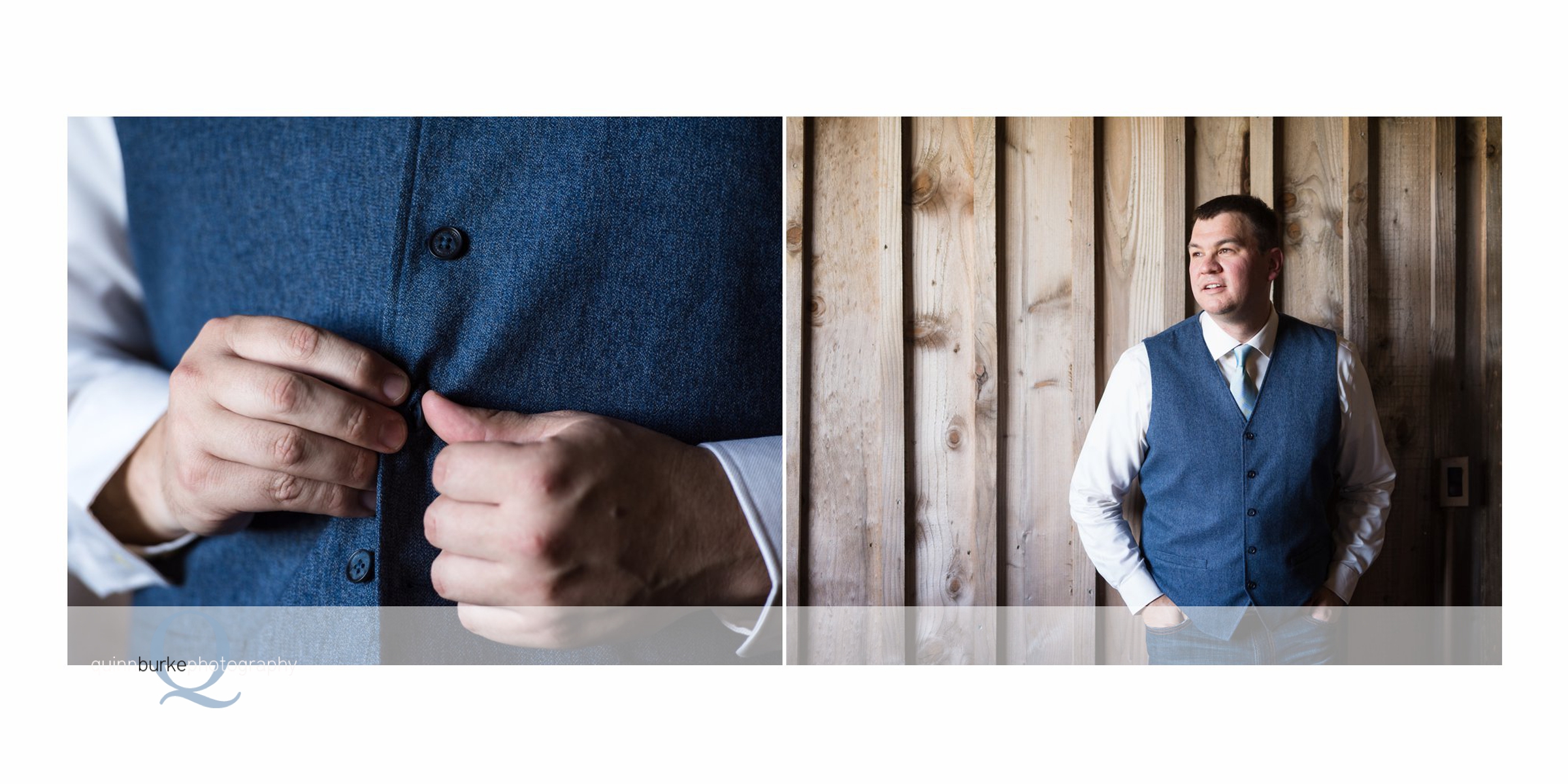 groom buttoning jacket