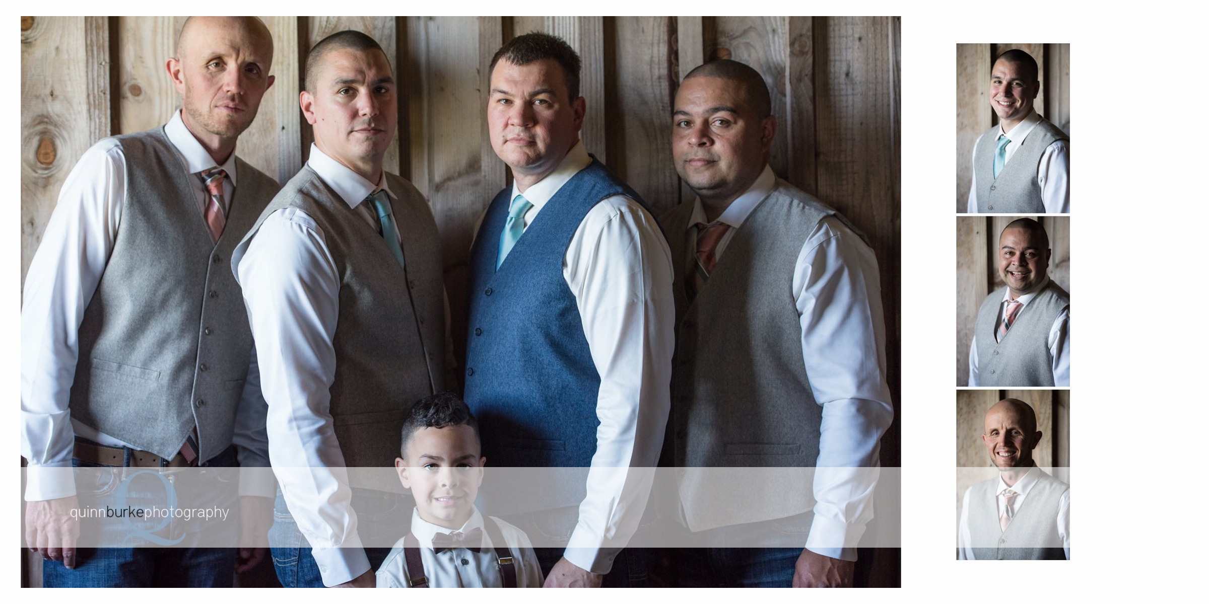 groomsmen inside barn