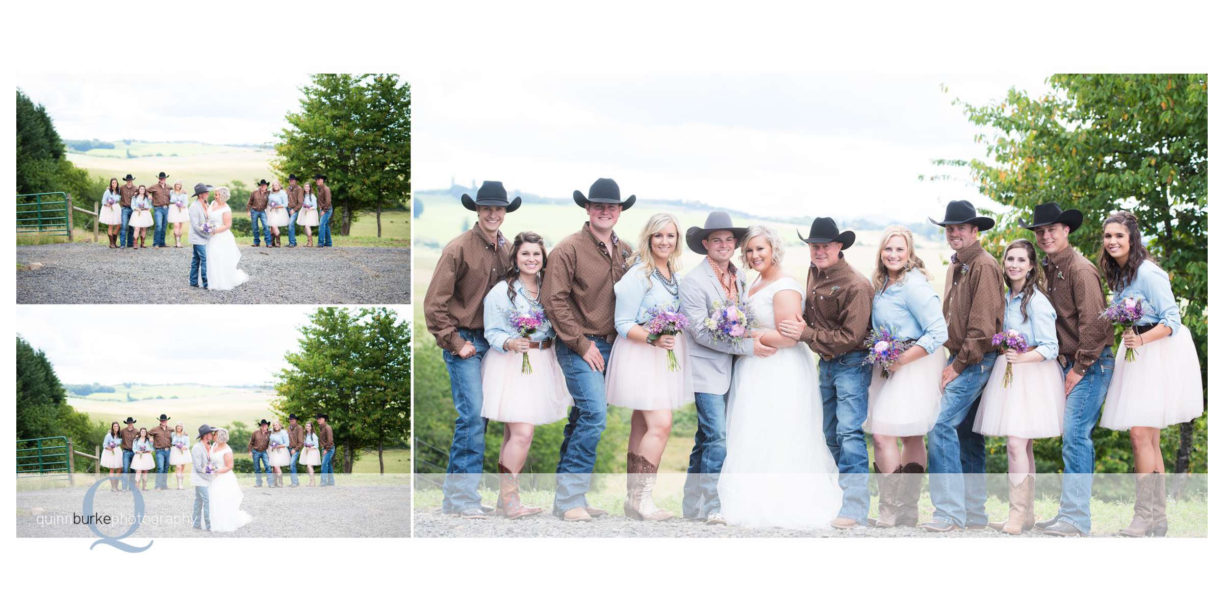 country wedding bridal party portrait outdoors