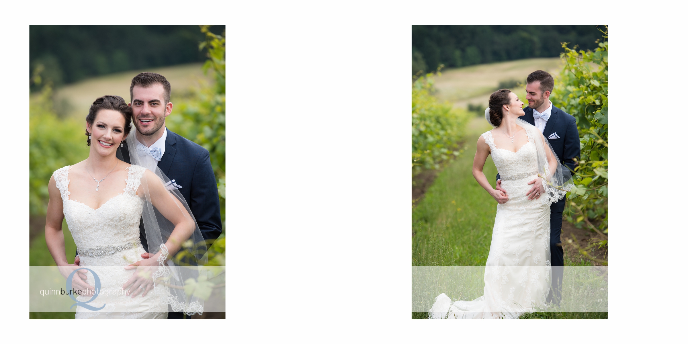 bride and groom portraits in vineyard