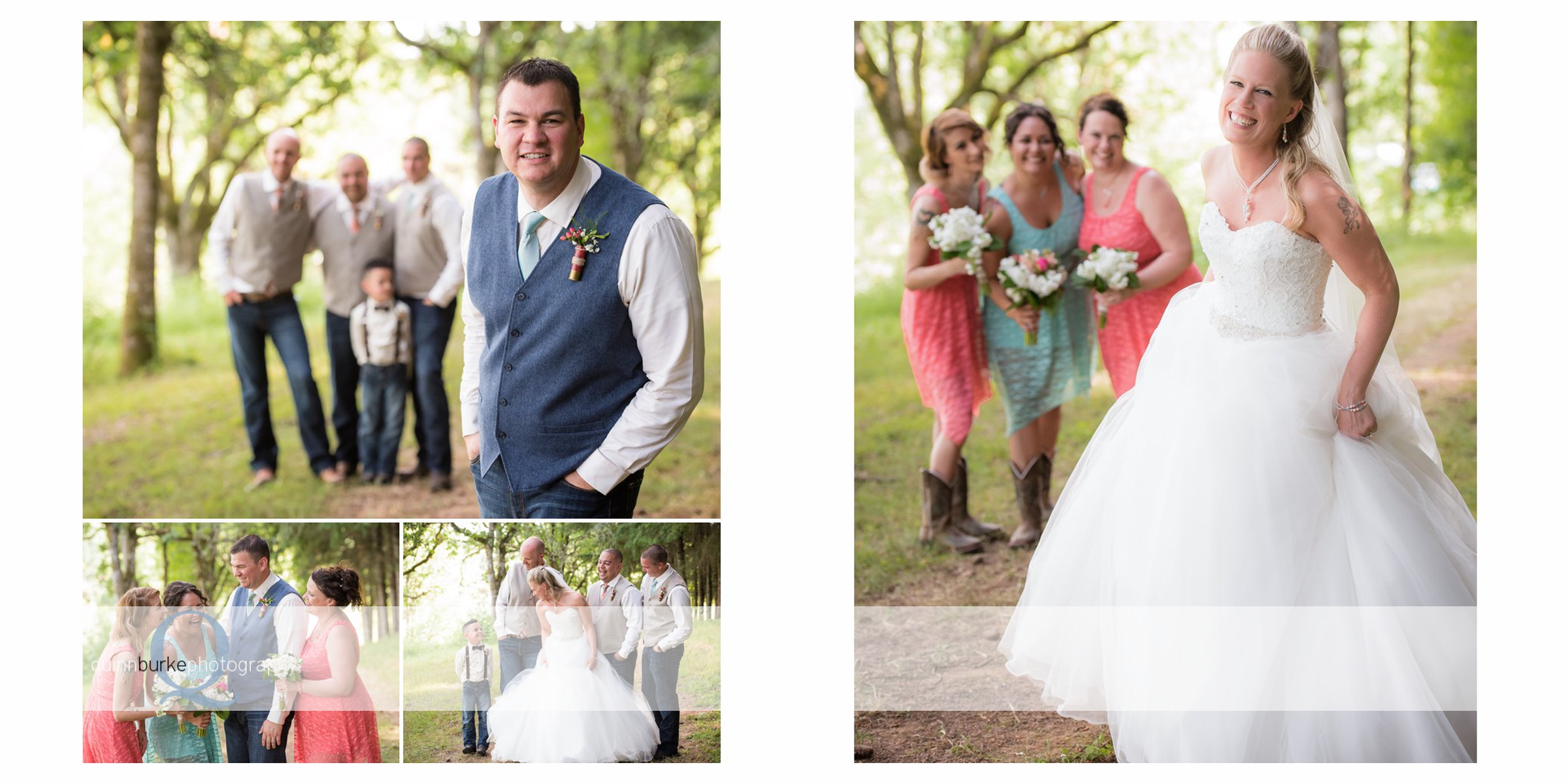 bride and groom with wedding party