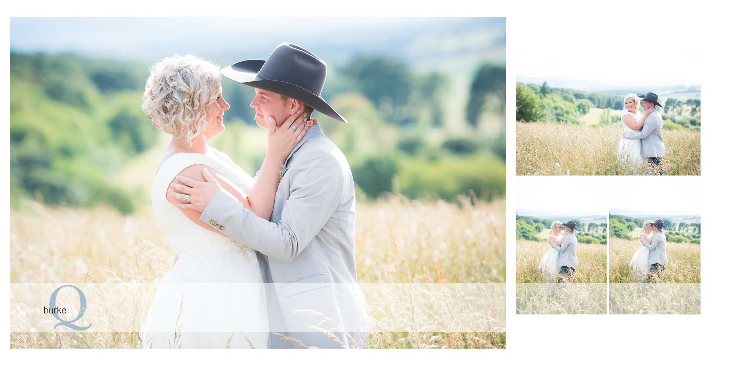 bride and cowboy groom portraits