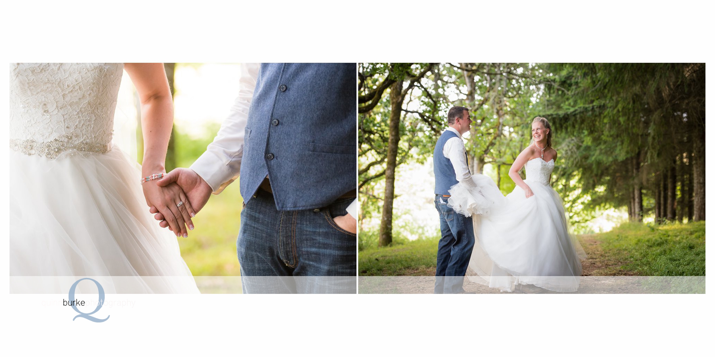 groom helping bride walk