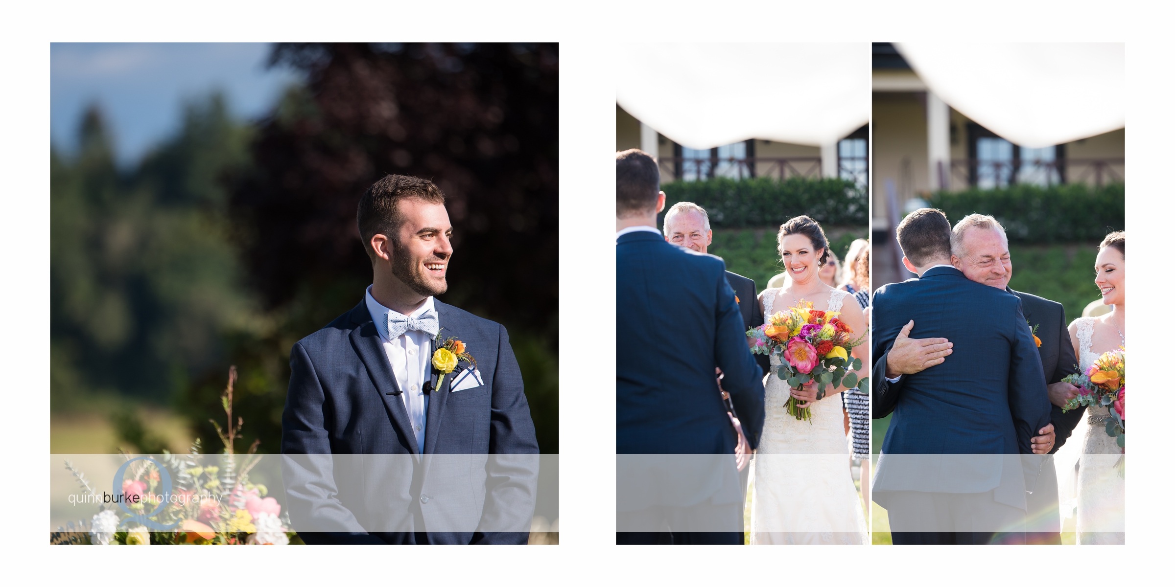 groom seeing bride walking down aisle