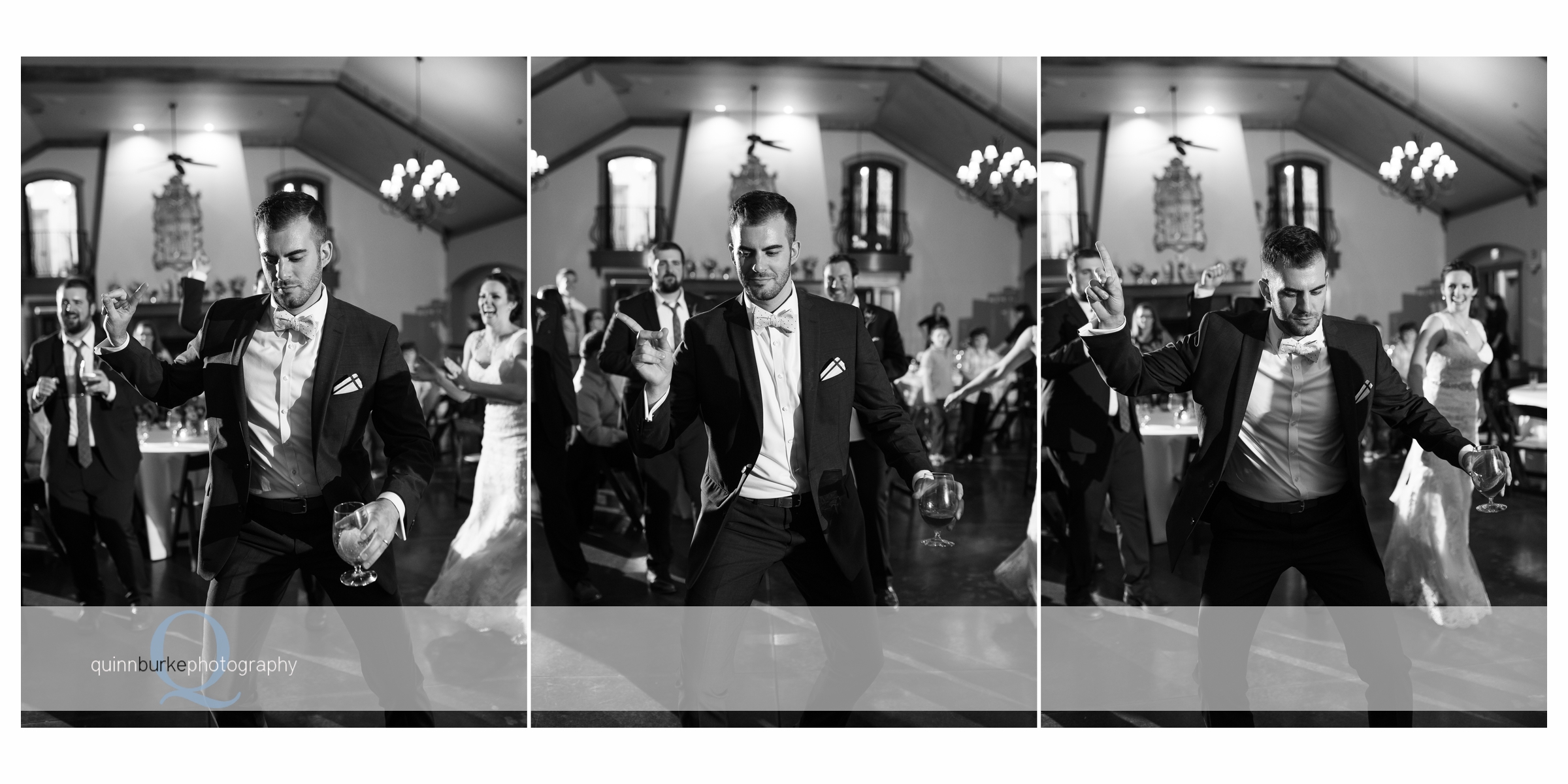 black and white groom dancing