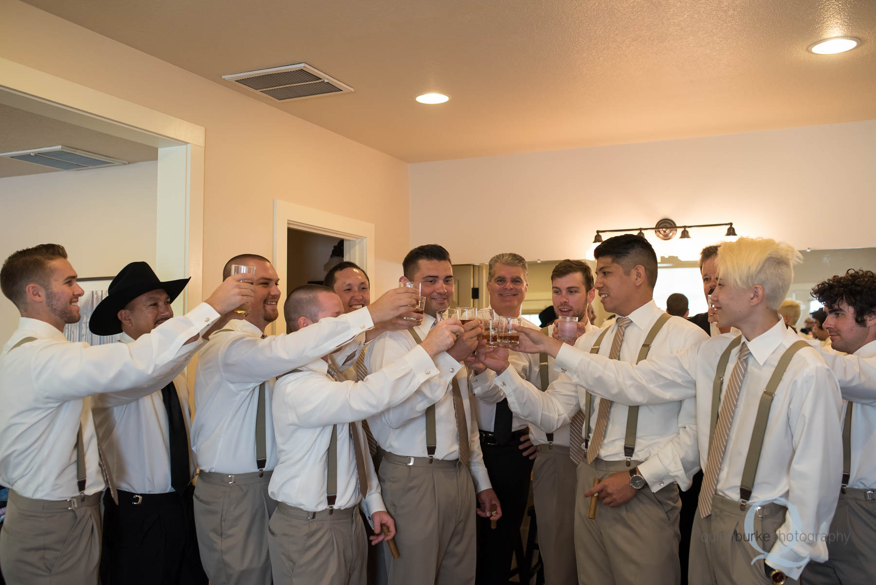 Abernethy Center Wedding groomsmen toasting