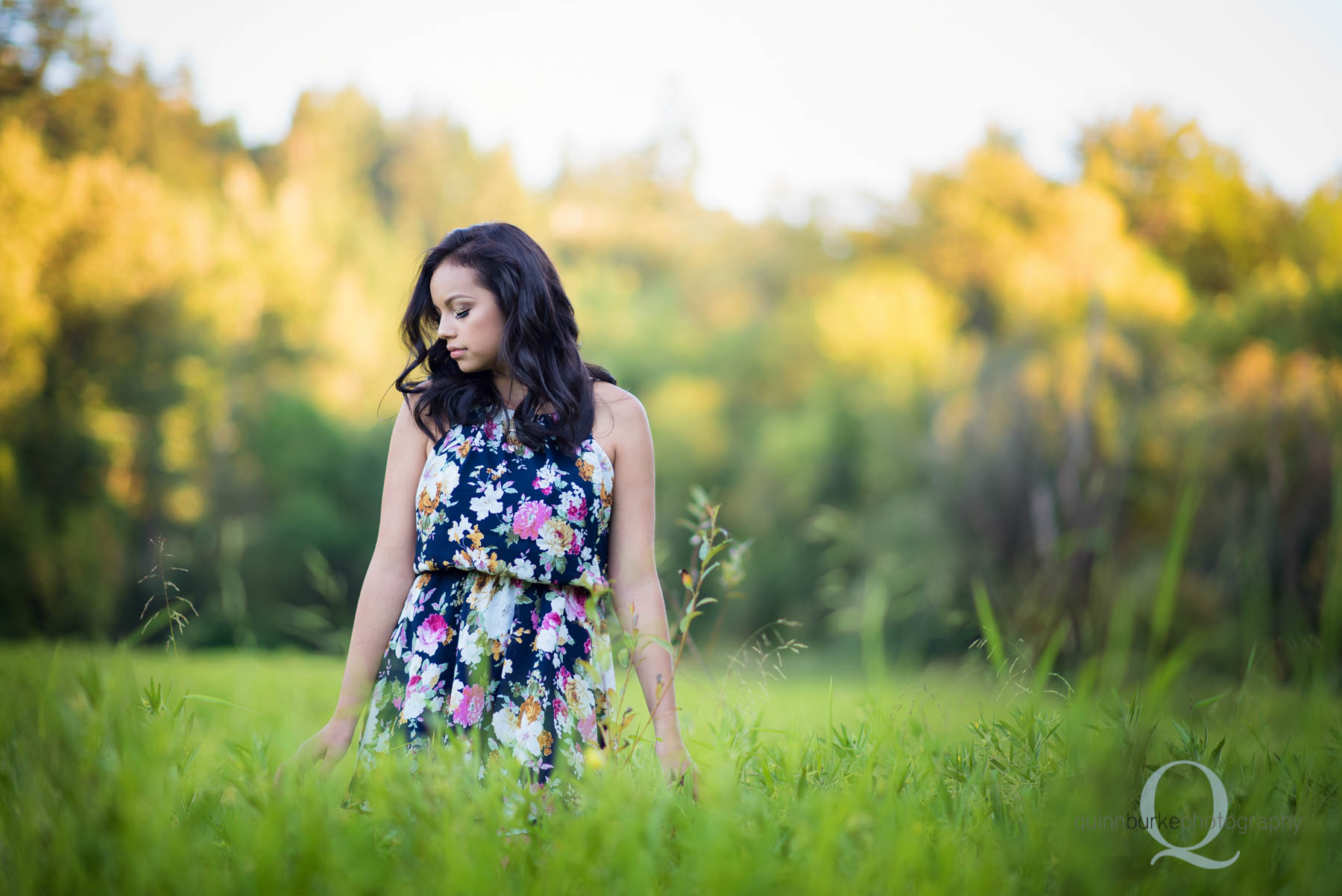 High School Senior portrait in green field