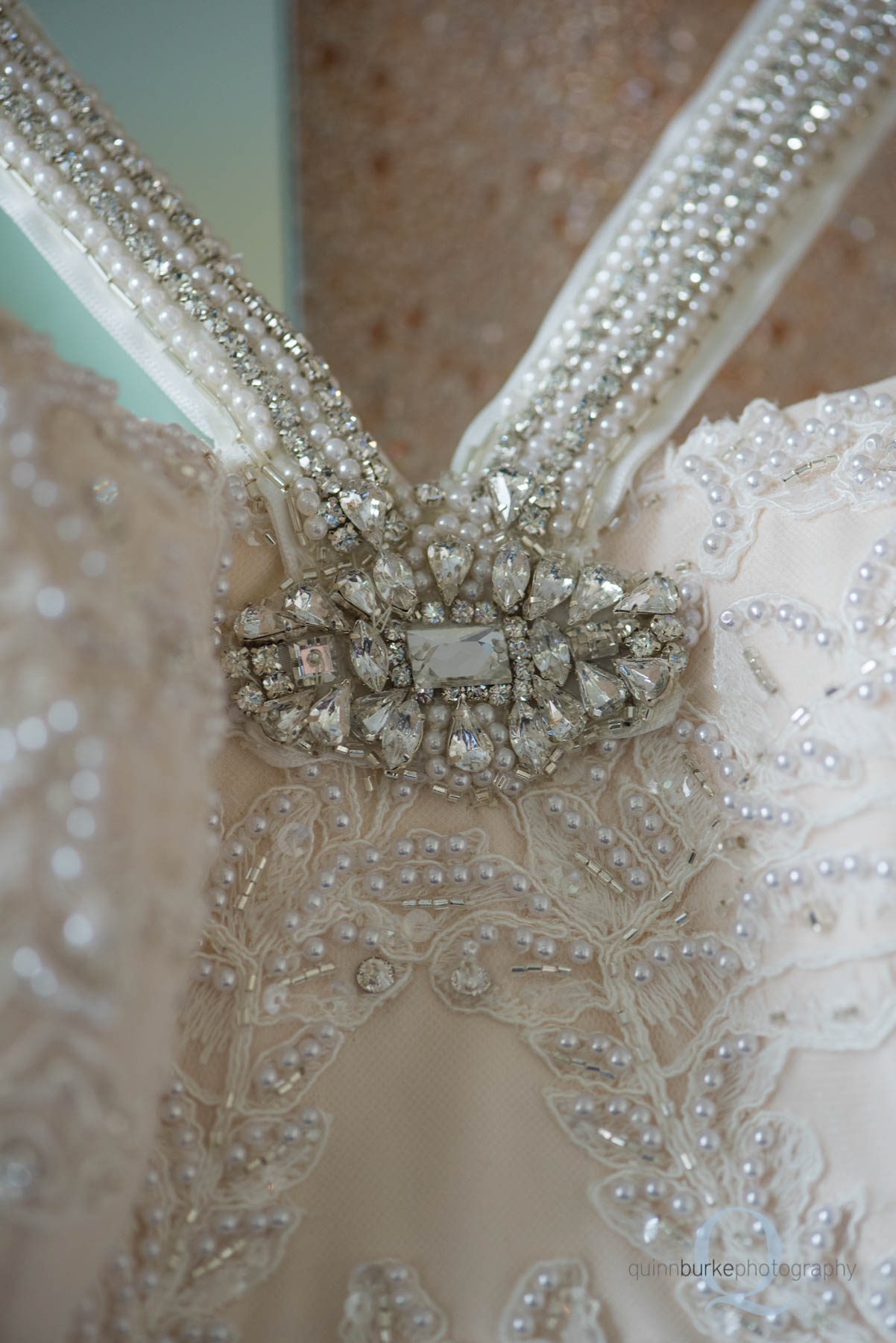 detail of bride's wedding dress