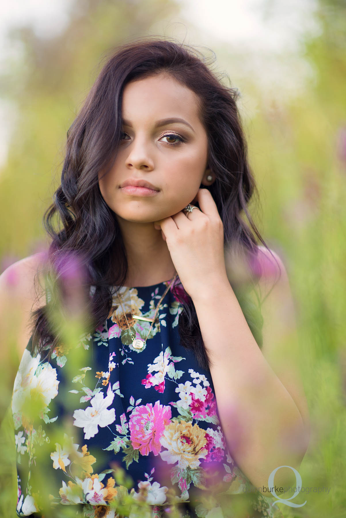 High school senior with lavender flowers