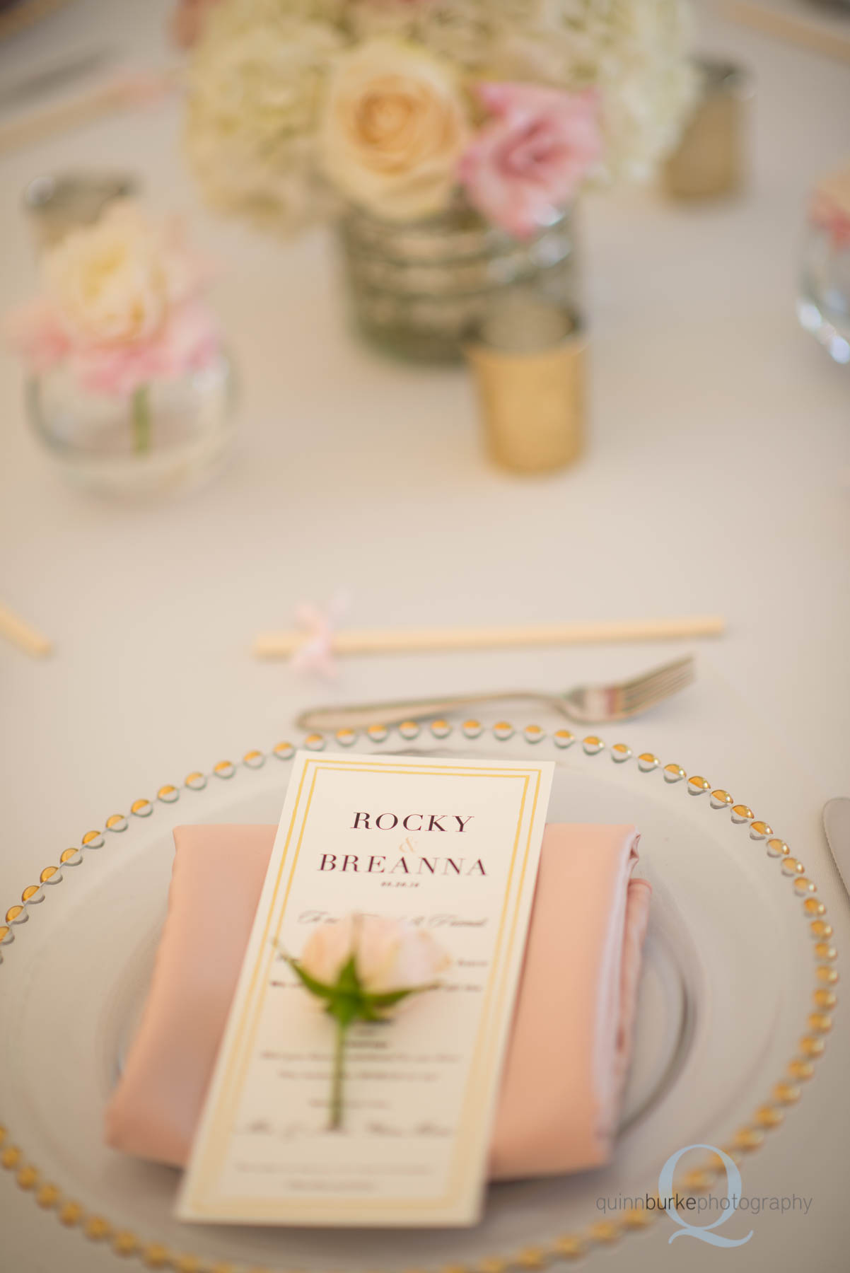 Abernethy Center Portland Wedding gold table details