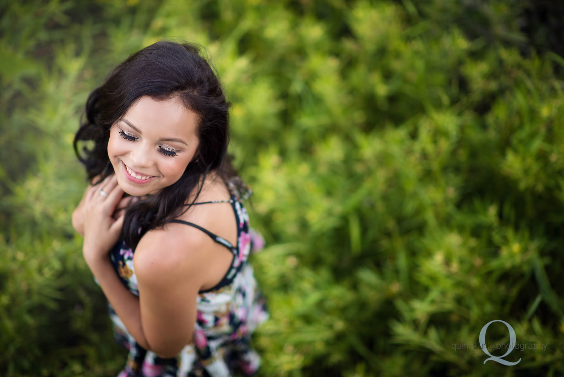 high school senior photo hands to heart