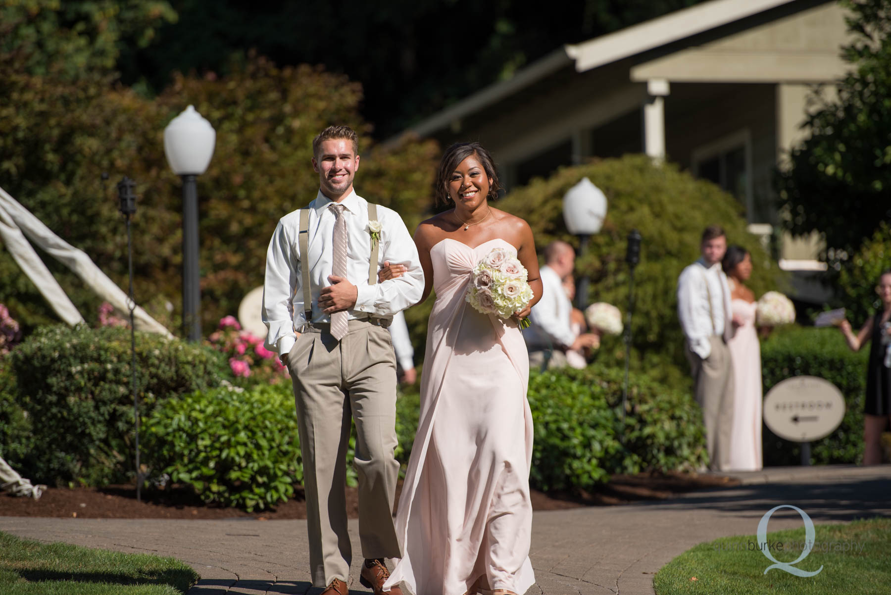 Abernethy Center Portland Wedding wedding party walking 