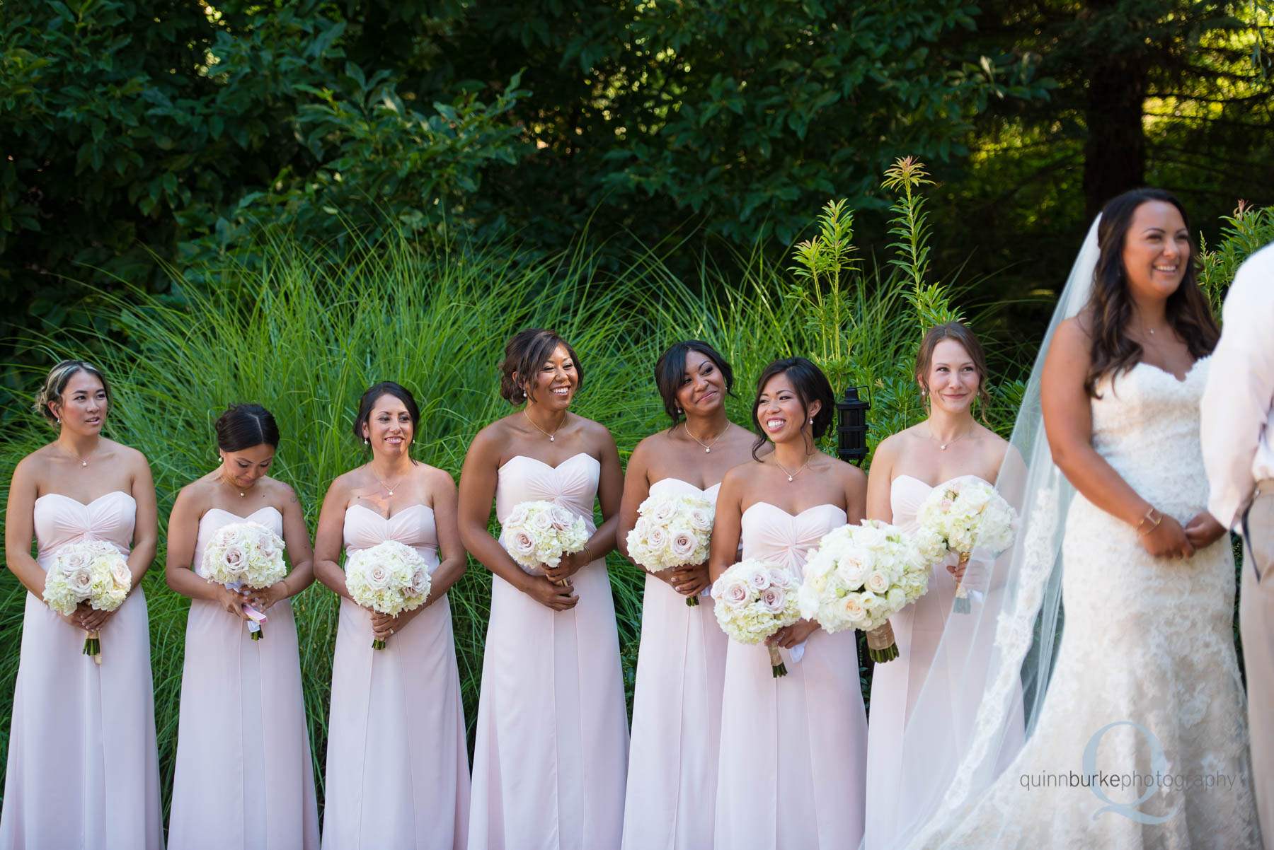 Abernethy Center Portland Wedding bridesmaids lined up at ceremony