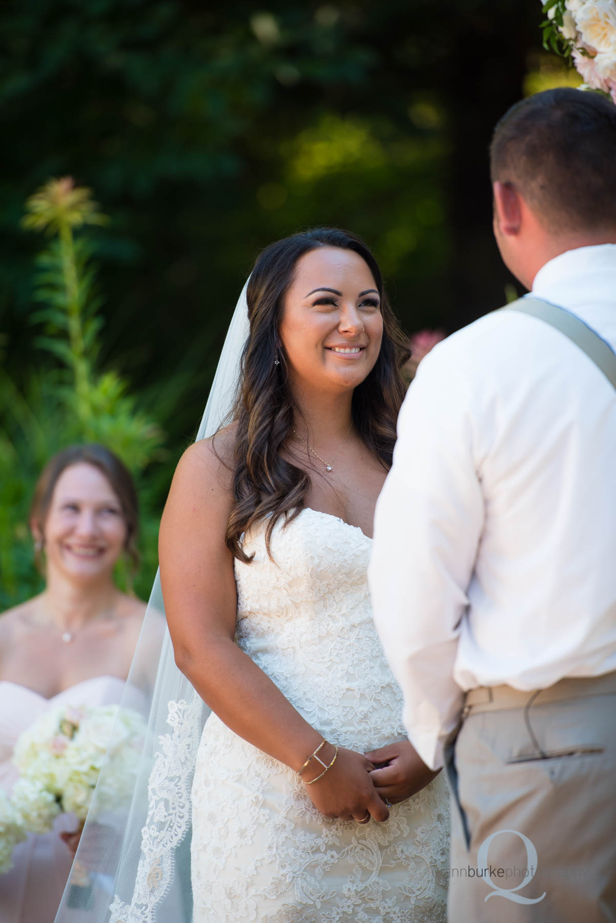 Abernethy Center Portland Wedding bride smiling ceremony