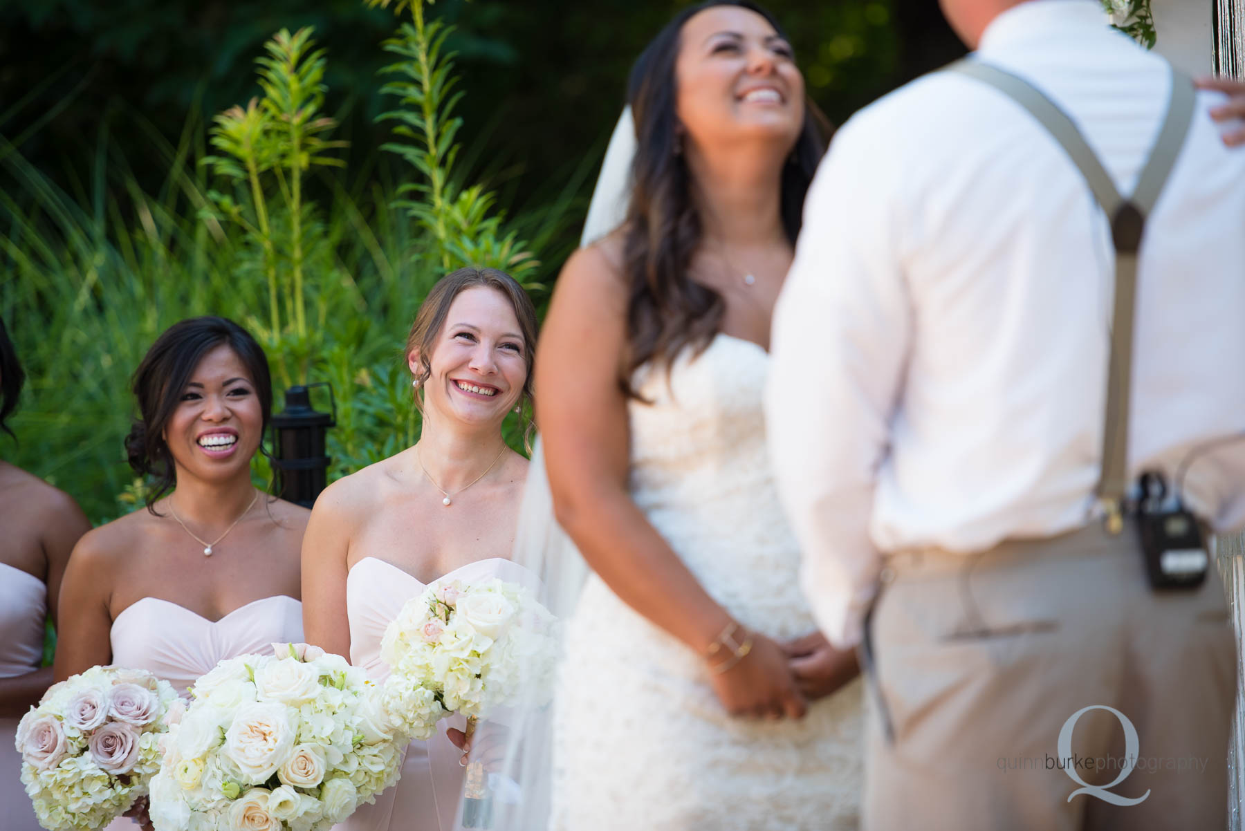 Abernethy Center Portland Wedding maid of honor laughing