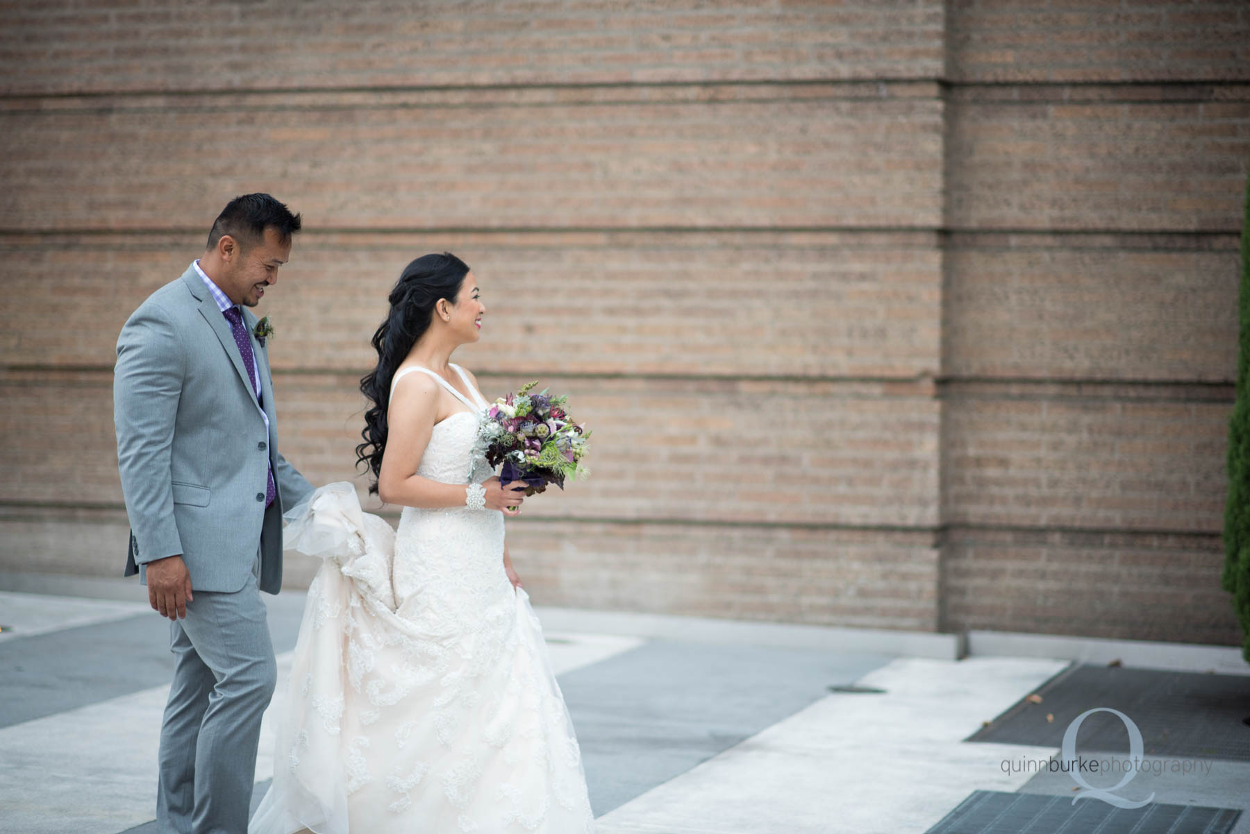 bride and groom walking wedding portland oregon