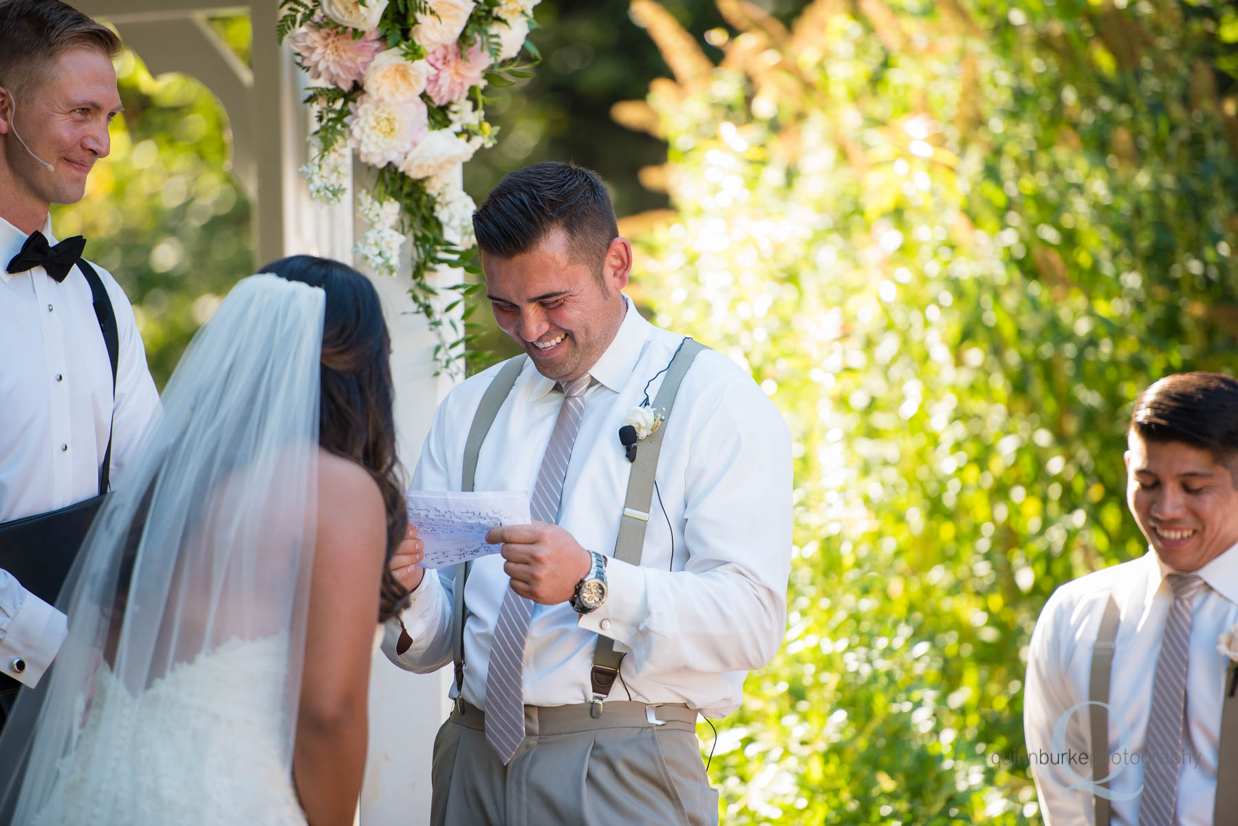 Abernethy Center Portland Wedding groom reading vows