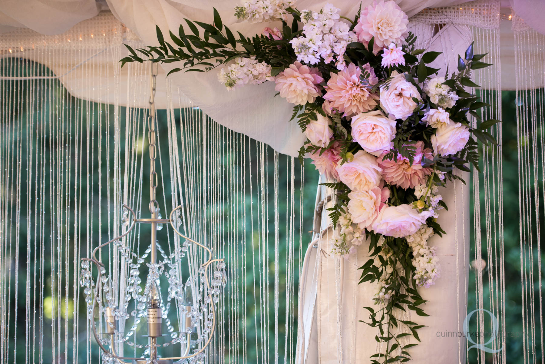 Abernethy Center Portland Wedding flowers chandelier
