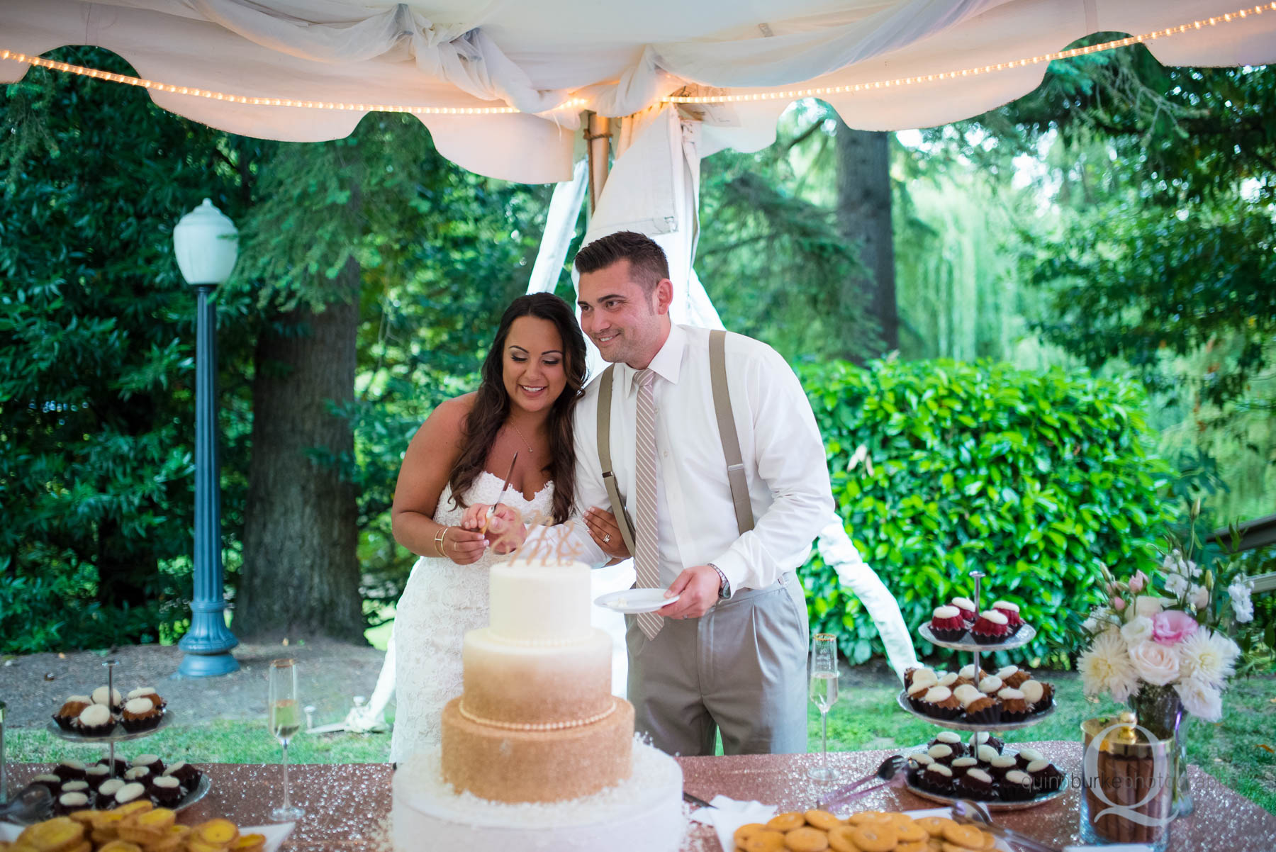 Abernethy Center Portland Wedding cake cutting