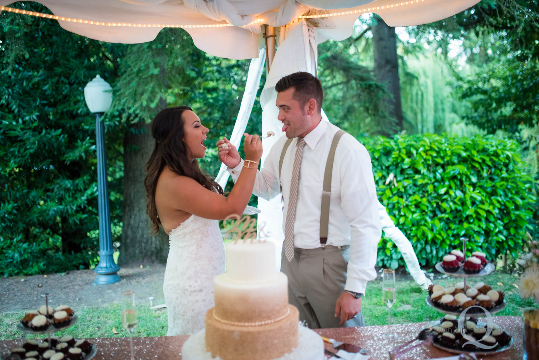 Abernethy Center Portland Wedding cutting the cake