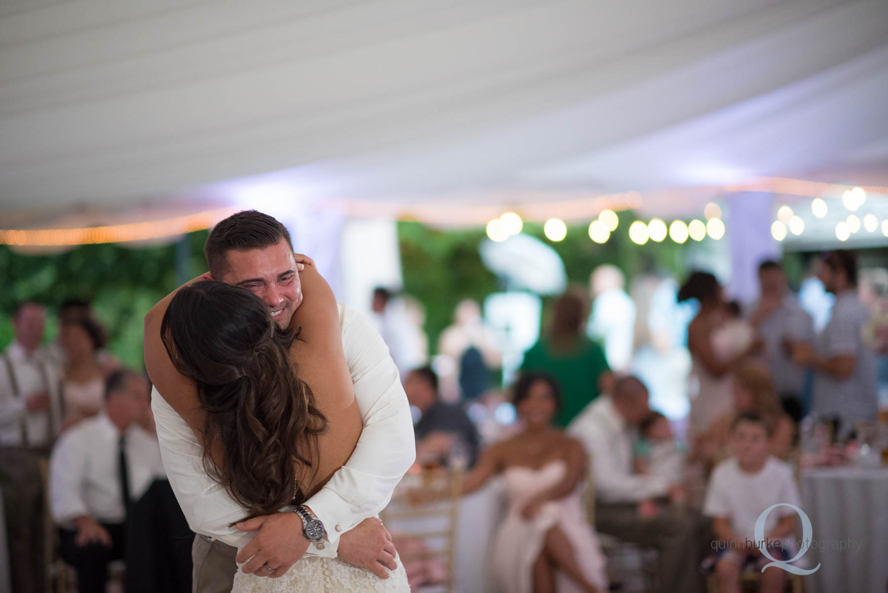 Abernethy Center Portland Wedding first dance hug