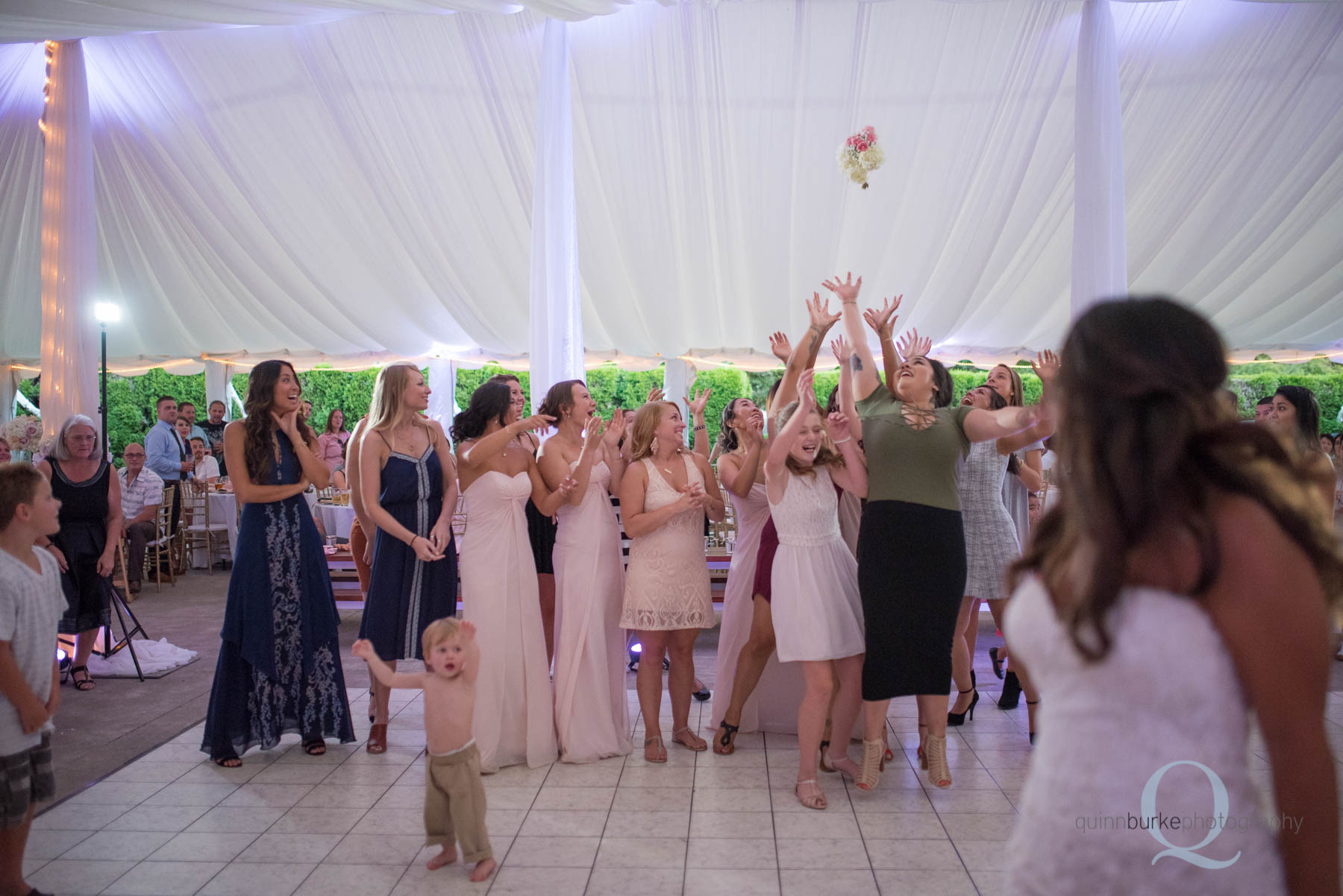 Abernethy Center Portland Wedding bouquet toss